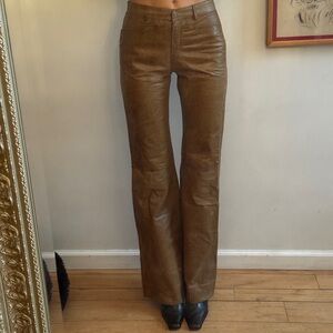 FENDI VINTAGE MID RISE WIDE LEG LEATHER TROUSERS xs ❤️